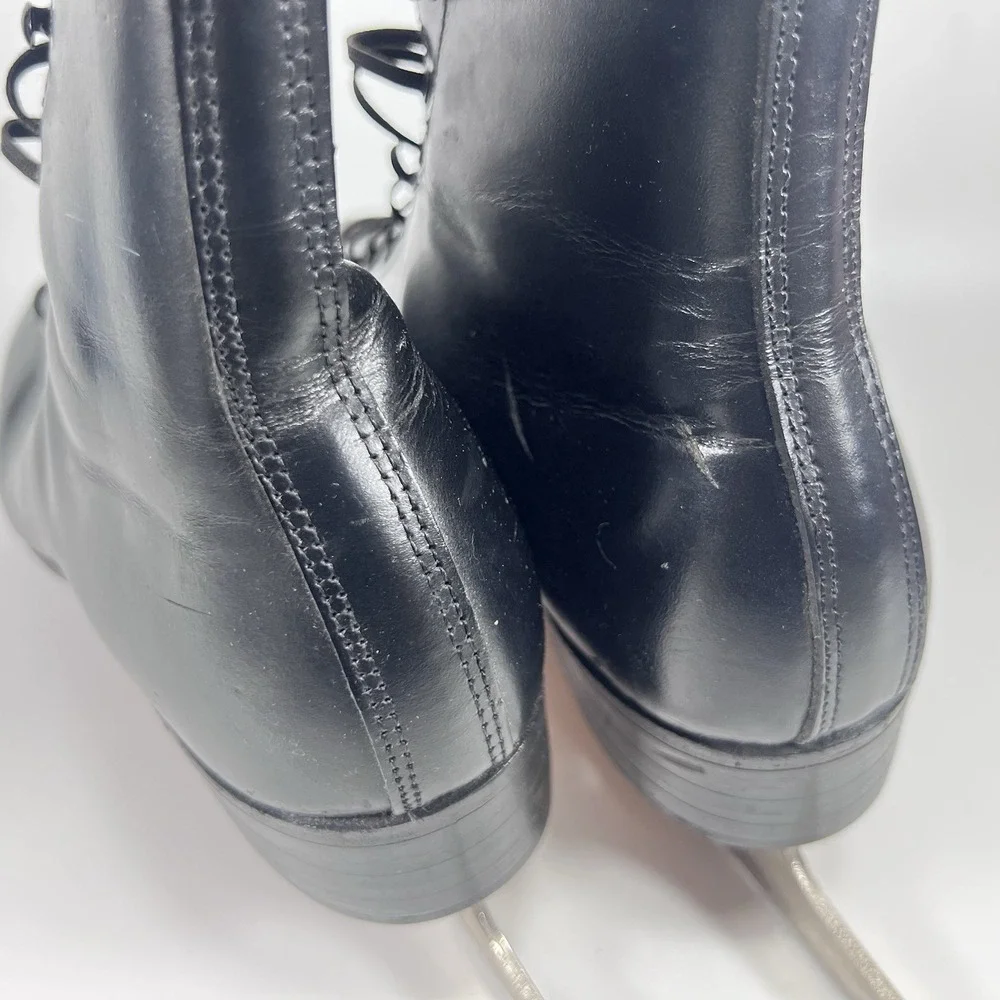 Vintage Riedell Red Wing Black Leather Ice Skates Sz 10.5 S Sheffield 220 Blades